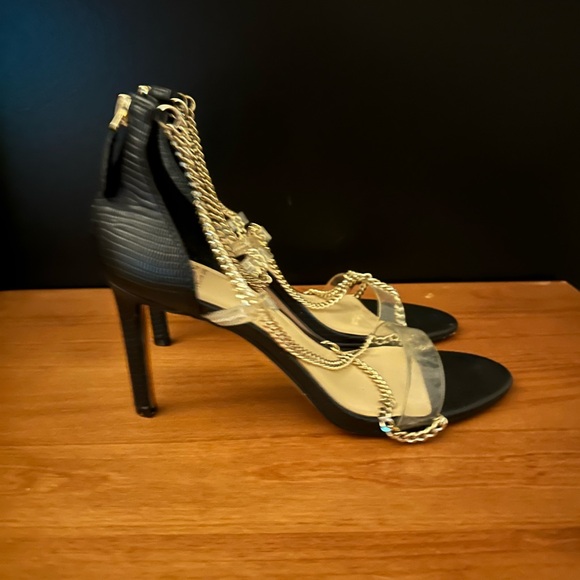 JLo Black and Gold Chain Strap Heels - Picture 4 of 5